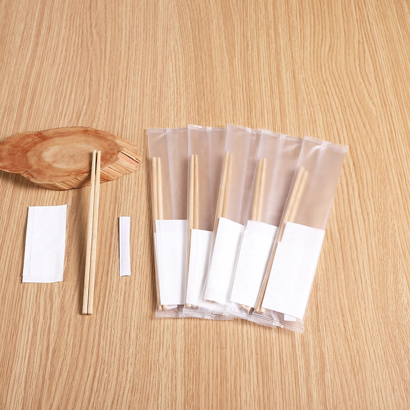 Juego de 3 piezas de bolsa de comida desechable, juego de película compuesta esmerilada, palillos, servilleta de mesa